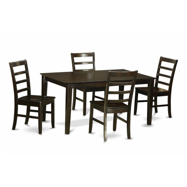 East West Furniture 5 Piece Dining Room Table Set-Glass Top Dining Table and 4 Dining Room Chairs CAPF5-CAP-W - main